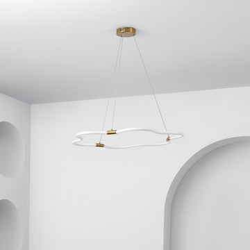 Nuvola 31.5" Contemporary Minimalist Metal/Acrylic Adjustable Dimmable Cloud Integrated LED Chandelier - JONATHAN Y